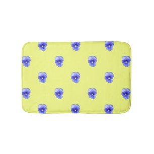 Blue Pansy on Yellow - bath mat