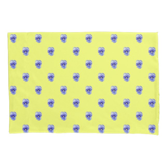 Blue Pansy on Yellow - Pillowcase (Front)