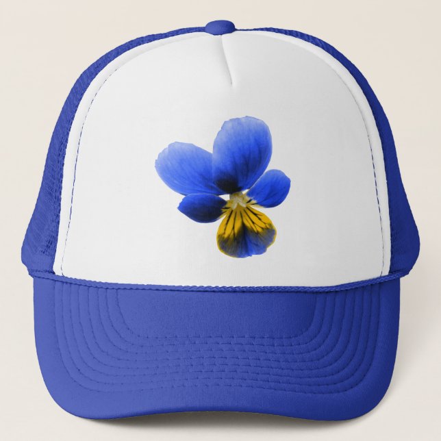 Blue Pansy Trucker Hat (Front)