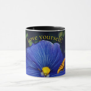 Blue pansy viola mug