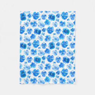 Blue pansy watercolor art blanket