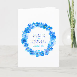 Blue pansy watercolor art wedding ceremony program programme