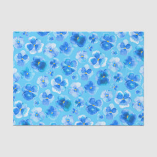 Blue pansy watercolor flower art tissue paper