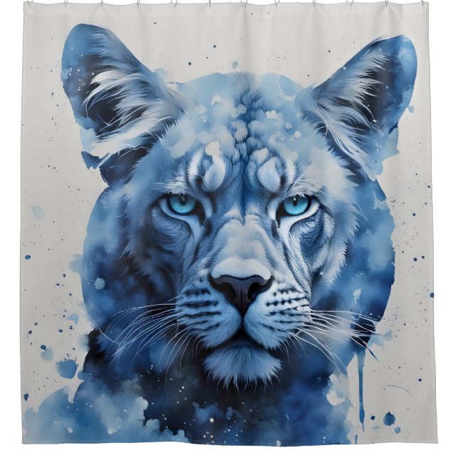Blue Panther Shower Curtain (Front)
