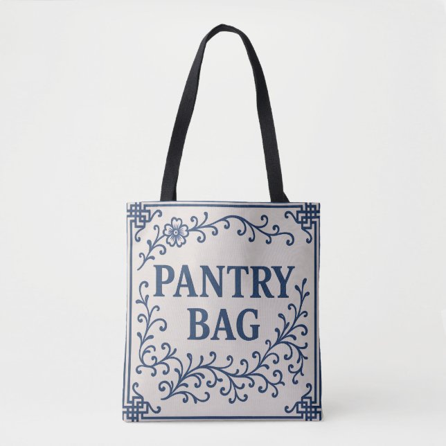 "BLUE PANTRY BAG" - CHINOISERIE TOTE  (Front)