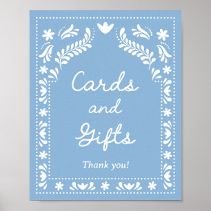 Blue Papel Picado Cards and Gifts Sign 