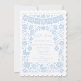 Blue Papel Picado Cielito Lindo Boy Baby Shower Invitation