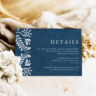 Blue Papel Picado Mexico Wedding Details Enclosure Card