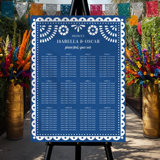 Blue Papel Picado Wedding Reception Seating Sign (Creator Uploaded)
