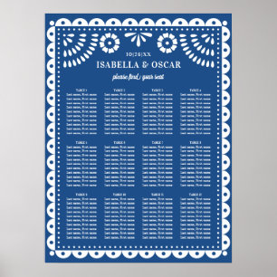 Blue Papel Picado Wedding Reception Seating Sign