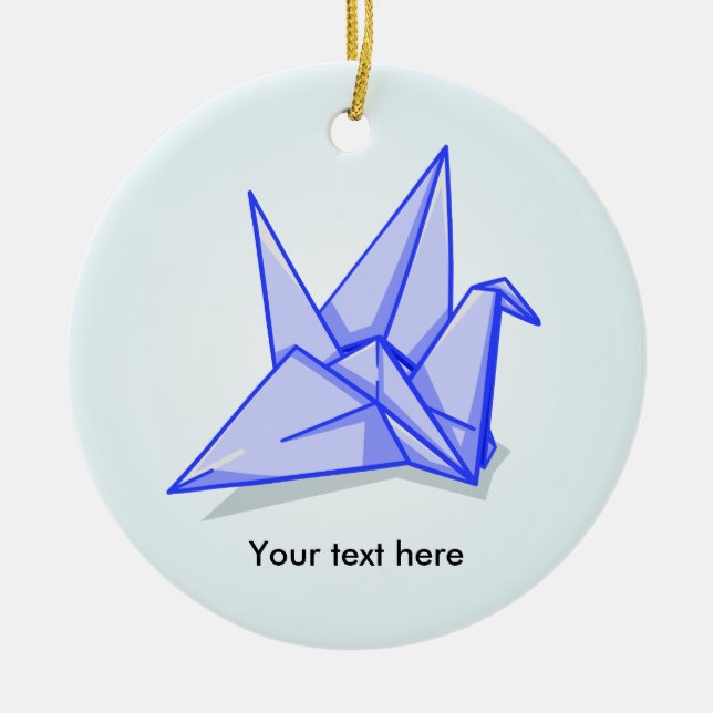 Blue Paper Crane Ceramic Tree Decoration (Front)
