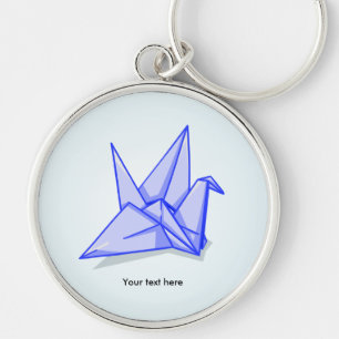 Blue Paper Crane Key Ring