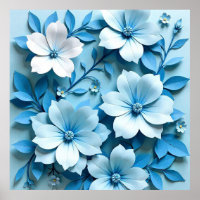 💙 Blue Paper Floral Origami Art Modern Elegant