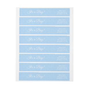 Blue Paper It's a Boy Baby Shower Wrap Around Label