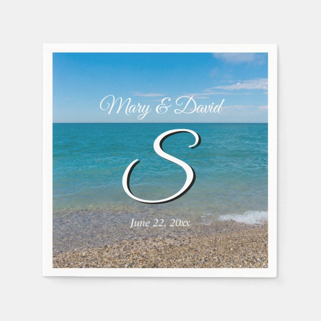 Blue Paradise Wedding Napkins (Front)