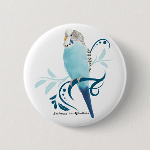 Blue Parakeet 6 Cm Round Badge