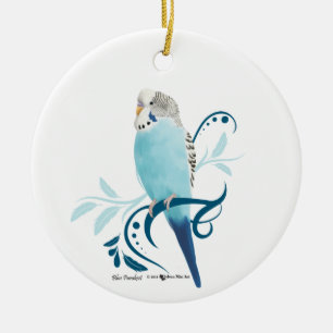 Blue Parakeet Ceramic Tree Decoration