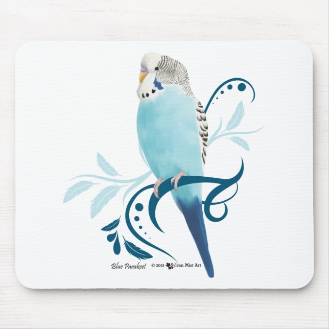 Blue Parakeet Mouse Mat (Front)