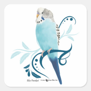 Blue Parakeet Square Sticker