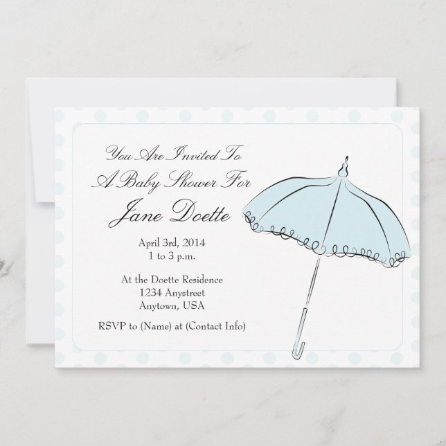 Blue Parasol Shower Invitation (Front)