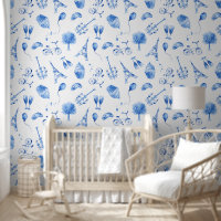 Blue Paris Eiffel Tower Wall Covering