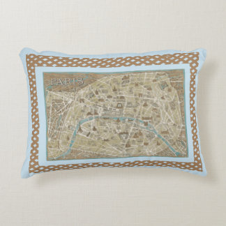 Blue PARIS MAP Topiary Decorative Cushion