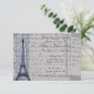 Blue Parisian Bridal Shower Invitation
