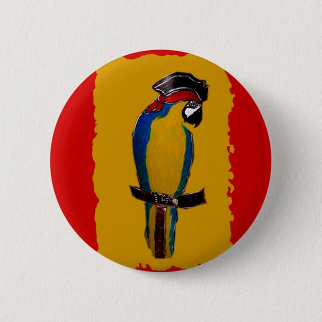 Blue Parrot 6 Cm Round Badge (Front)