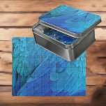 Blue parrot feathers pattern jigsaw puzzle<br><div class="desc">This jigsaw puzzle features a detail photo from blue macaw feathers - wonderful blue natural pattern! Great natural feather design. Beautiful,  unique puzzle for anyone,  also a great gift idea for any occasion. Originalphoto by Marions Artwork.</div>