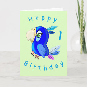 Blue Parrot Funny Birthday Card - Customisable