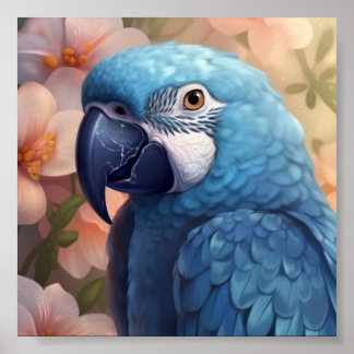 Blue Parrot Greeting Cards  Poster