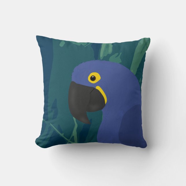 Blue Parrot Throw Pillow (Front)