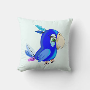 Blue Parrot Throw Pillow - Custom Colors