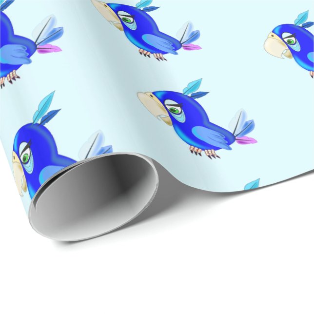 Blue Parrot Wrapping Paper (Roll Corner)