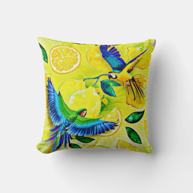 blue parrots cushion (Front)