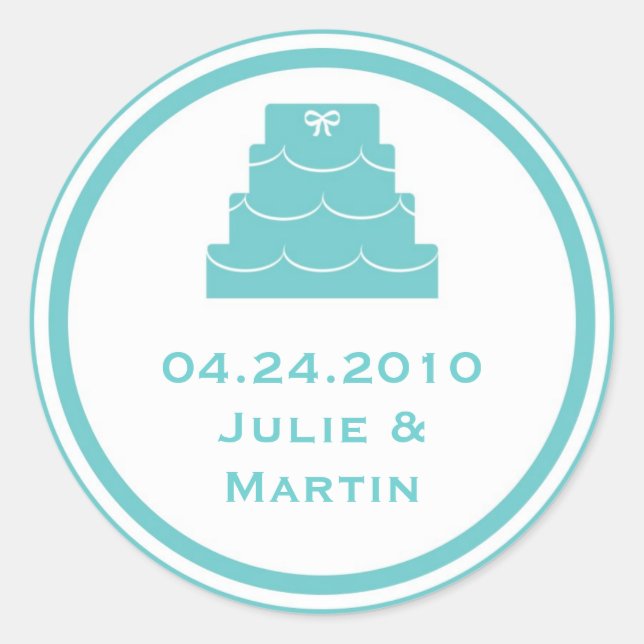 Blue party cake wedding favour tag seal label (Front)