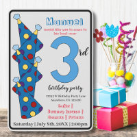 Blue Party Hats 3rd Birthday Party Kids