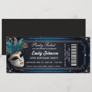  blue party ticket invitations 