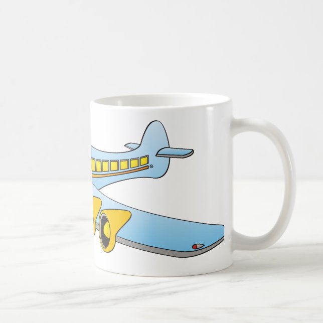Blue Passenger Jet O Cartoon Coffee Mug (Right)