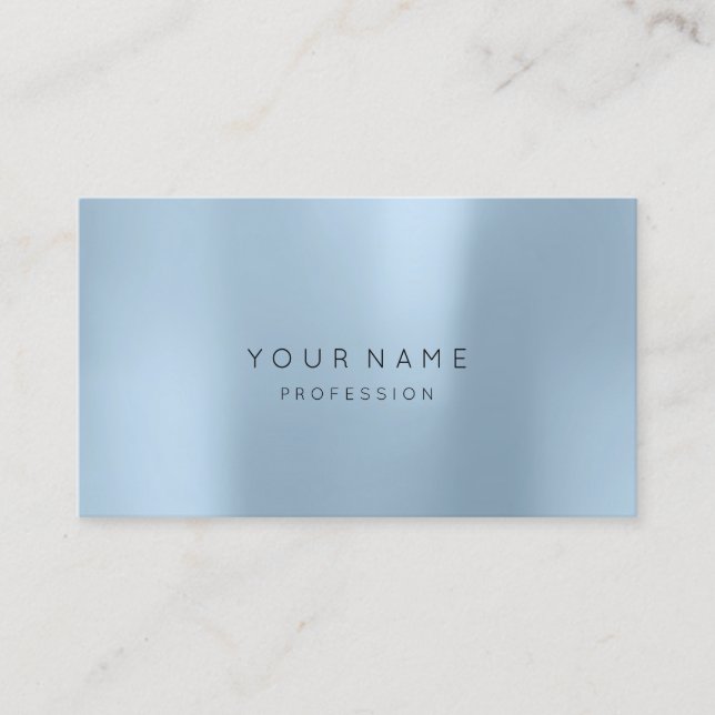 Blue Pastel Abstract Minimal Silk Metallic Business Card (Front)