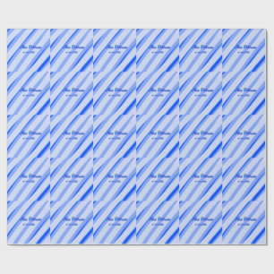 Blue pastel add name date boho retro lines pattern wrapping paper