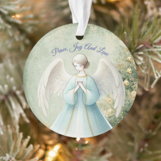 Blue Pastel Angel Christian Christmas Ornament
