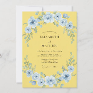 Blue Pastel Bloom Wedding Invitation