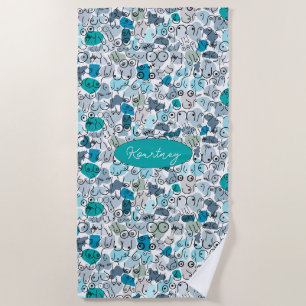 blue pastel breast beach towel