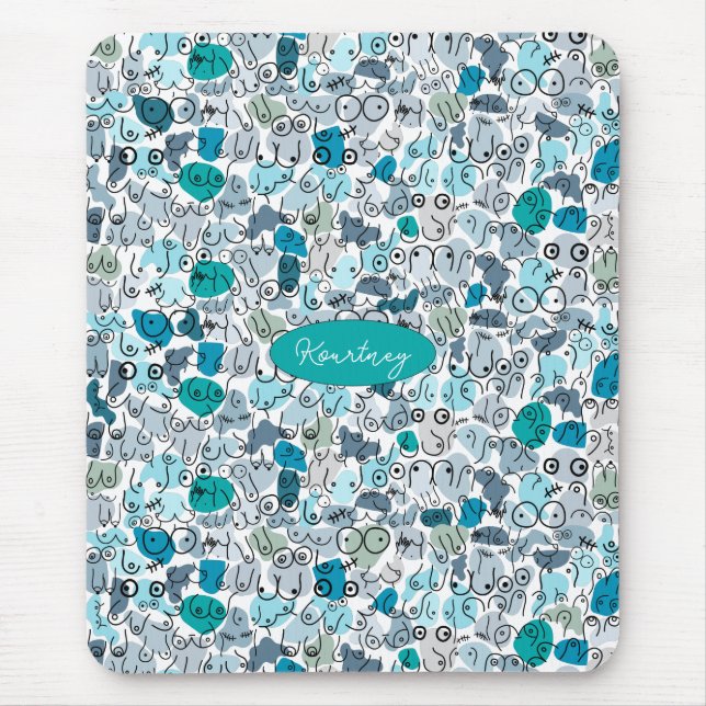 blue pastel breast mouse mat (Front)