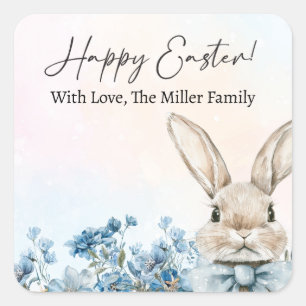 Blue Pastel Easter Bunny Square Sticker
