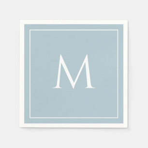Blue pastel elegant monogram initial napkin