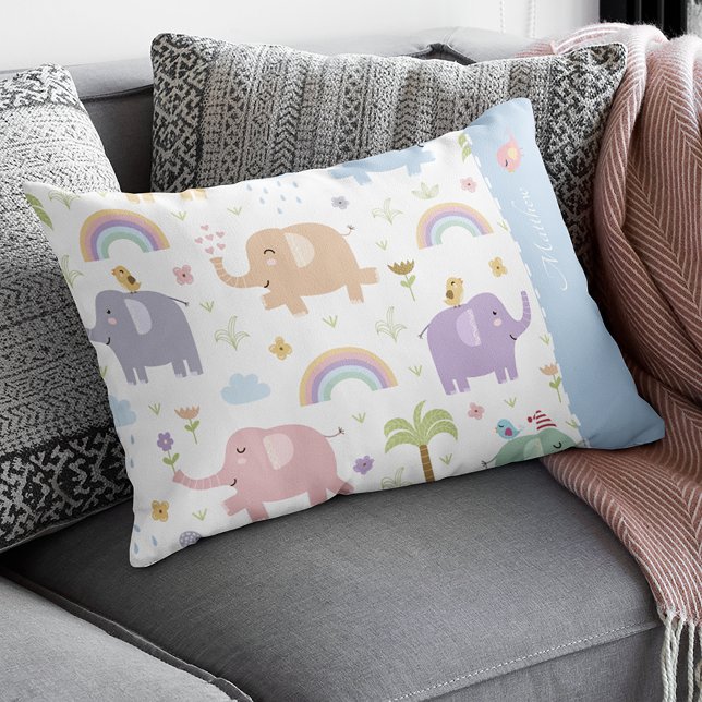 Blue Pastel Elephant Pattern for Little Boy Decorative Cushion (Creator Uploaded)