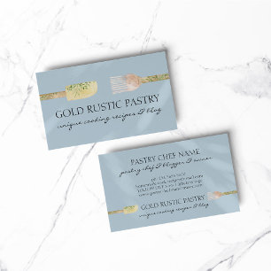 Blue Pastel eucalyptus leaf spoon spatula cooker Business Card
