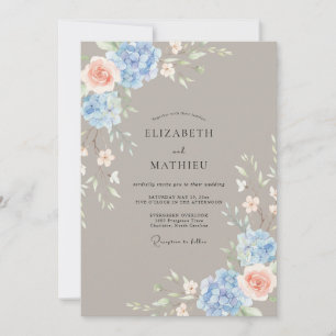 Blue Pastel Floral Wedding Invitation